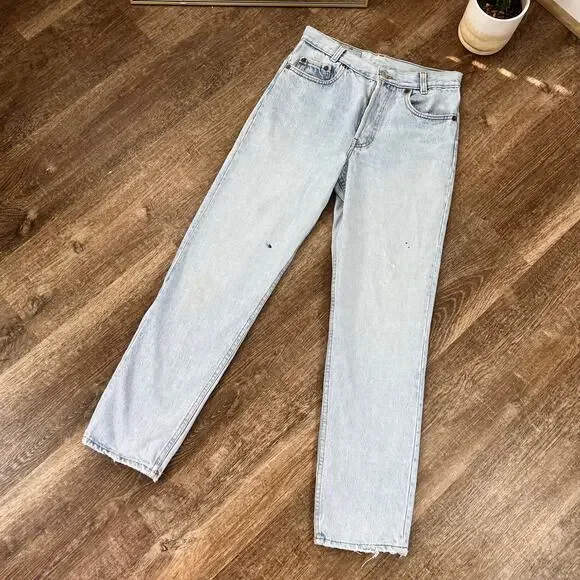 Vintage Levi's 701 High Waisted Light Wash Straight Jeans Button Fly - Picture 2 of 10